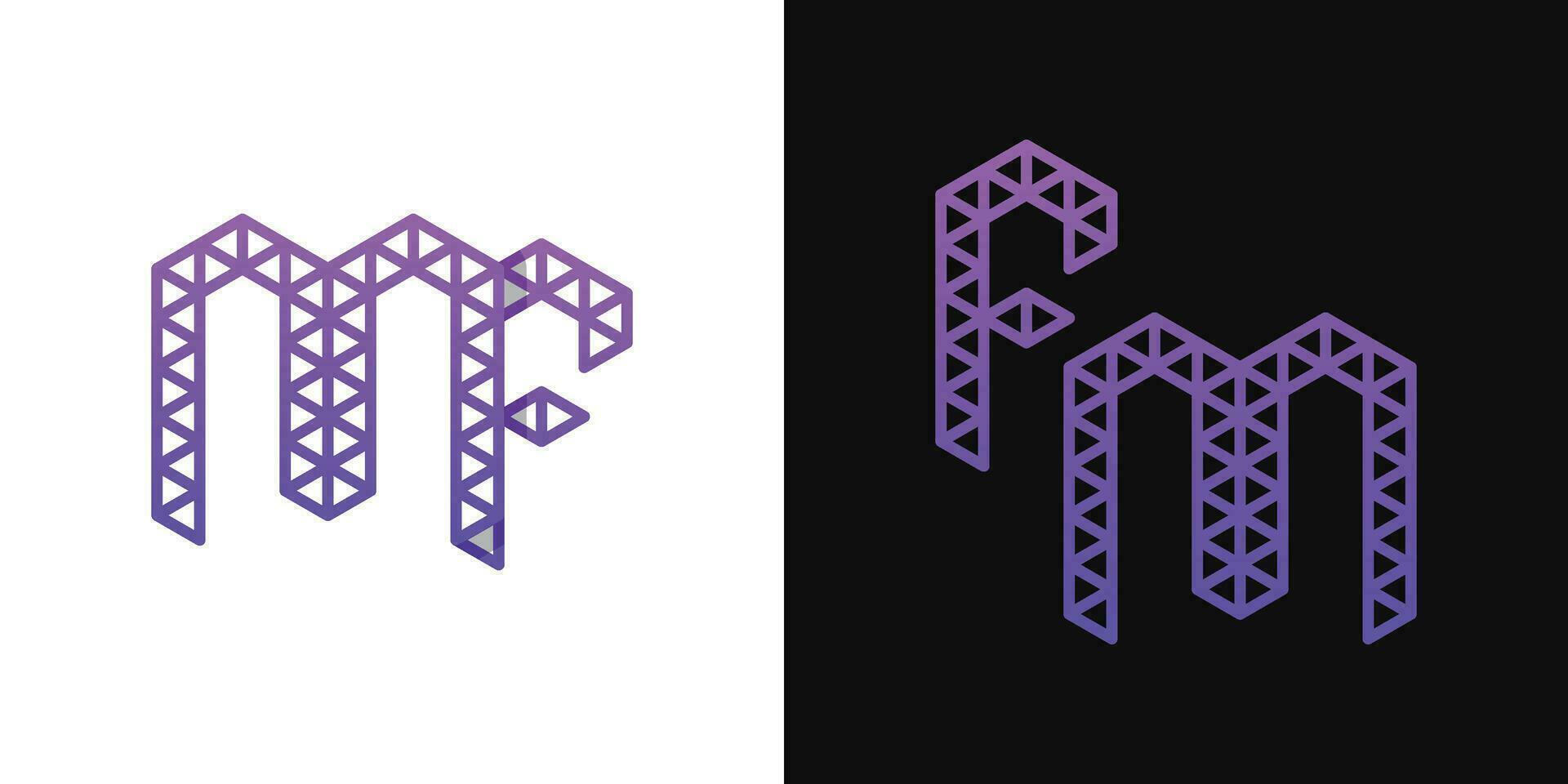 Letters FM and MF Polygon Logo Set, suitable for business related to polygon with FM and MF initials vector