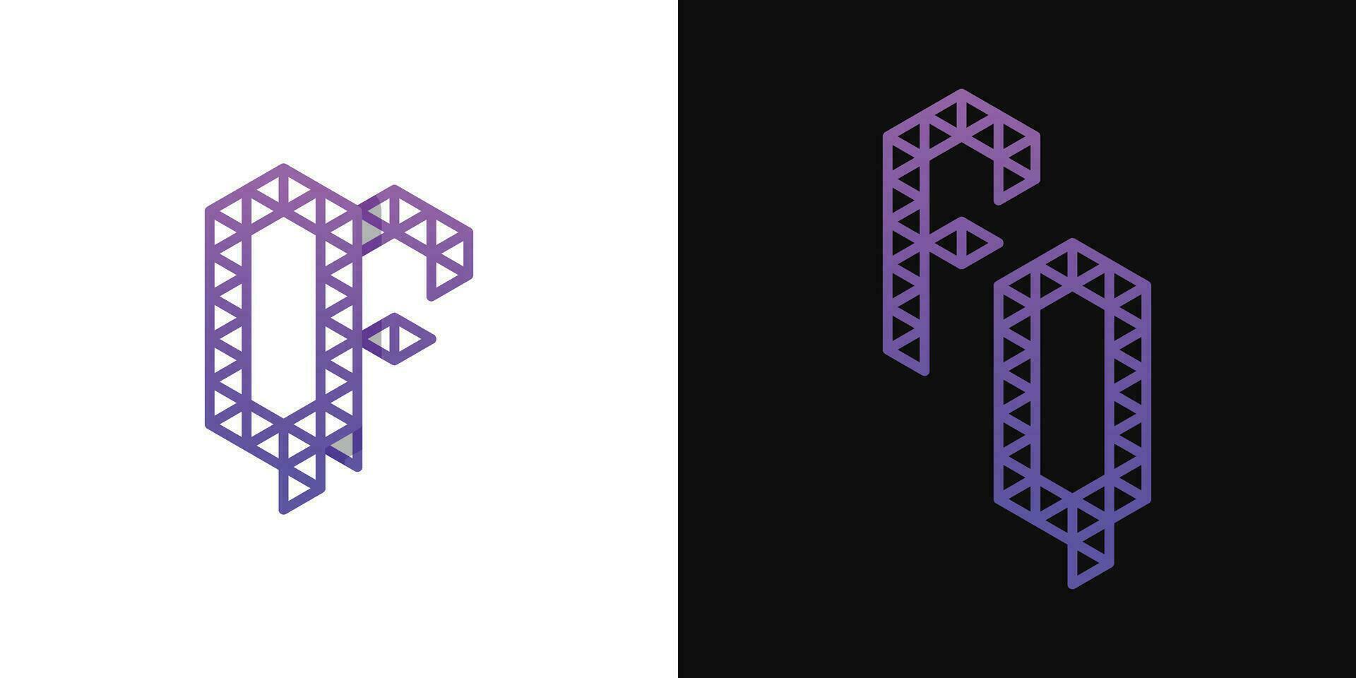 Letters FQ and QF Polygon Logo Set, suitable for business related to polygon with FQ and QF initials vector