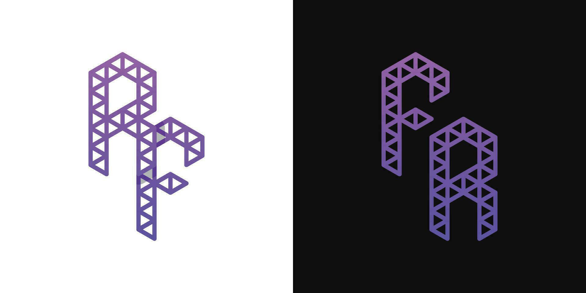 Letters FR and RF Polygon Logo Set, suitable for business related to polygon with FR and RF initials vector