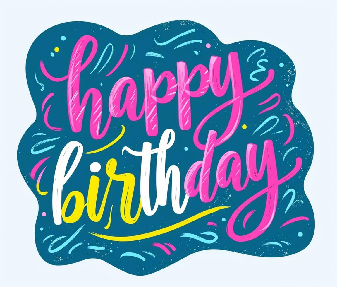 AI generated Lively and Colorful Graffiti Artwork Wishing Happy Birthday on a White BackgroundElegant Calligraphy Artwork Wishing a Joyous Happy Birthday with Stylish Flair photo