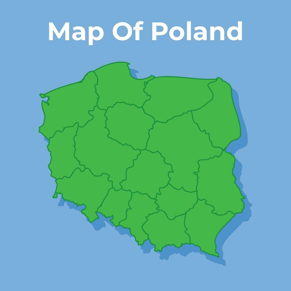 Detailed map of Poland country in green vector illustration