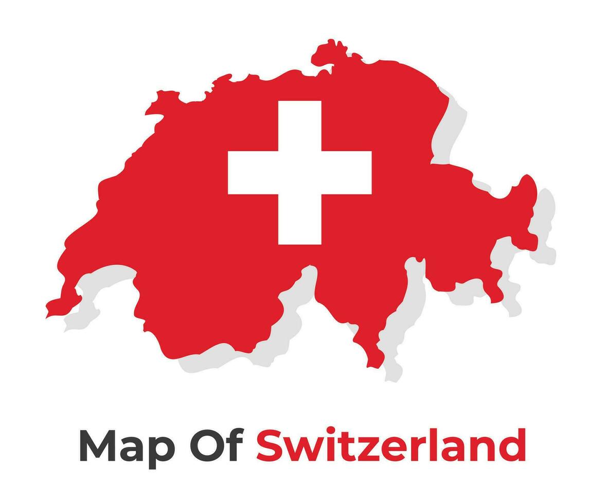 Vector map of Switzerland with national flag