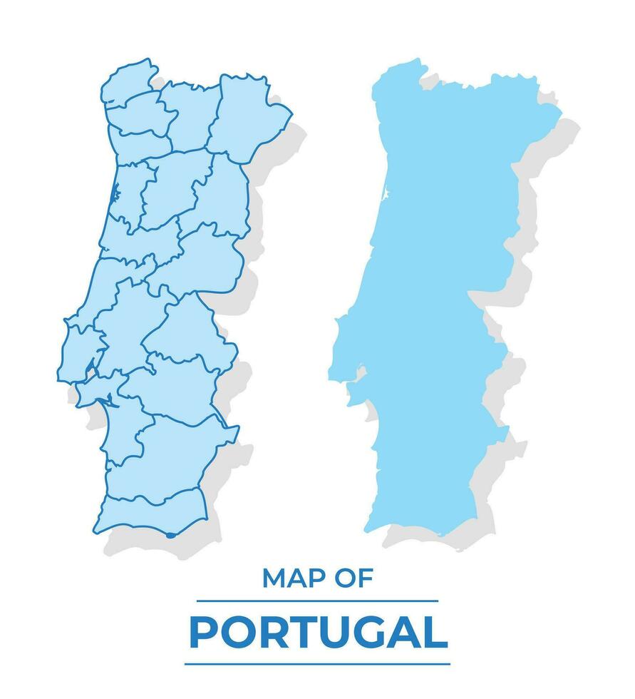 vector Portugal mapa conjunto sencillo plano y contorno estilo ilustración