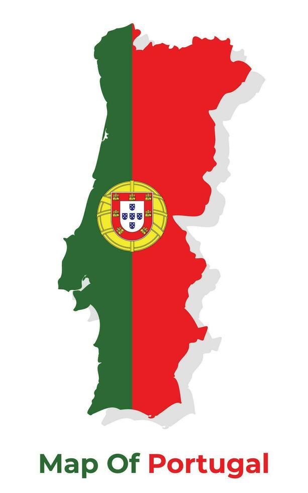 Vector map of Portugal with national flag