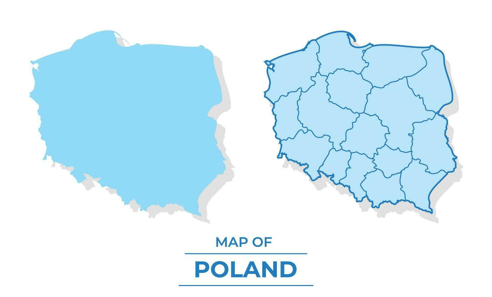 Vector Poland map set simple flat and outline style illustration