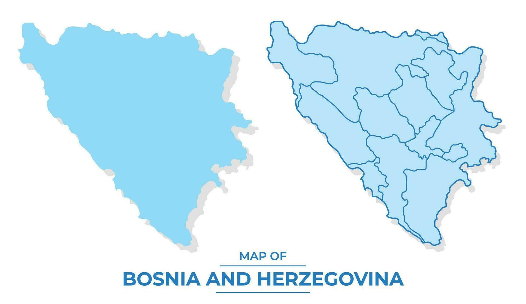 Vector Bosnia map set simple flat and outline style illustration
