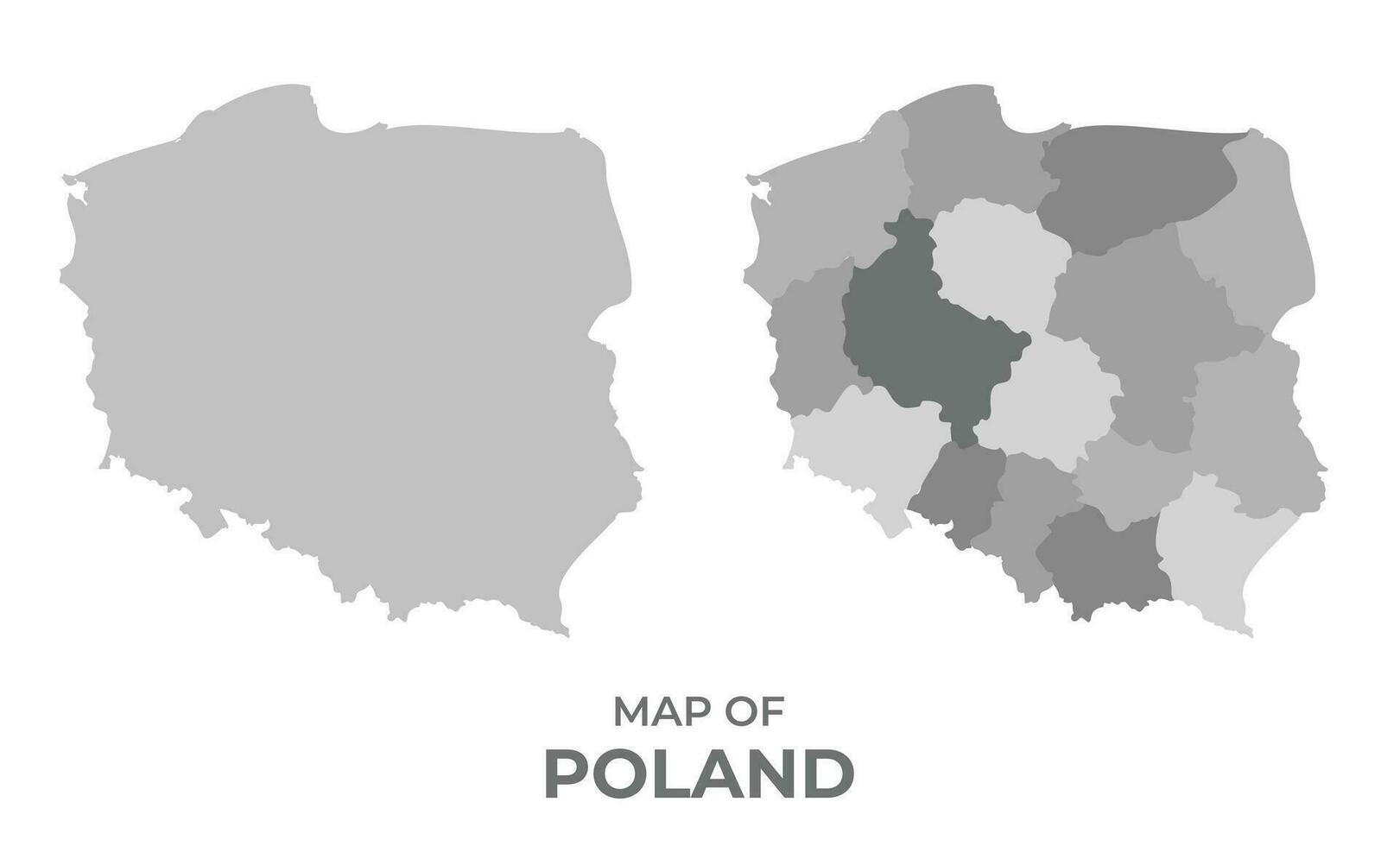 escala de grises vector mapa de Polonia con regiones y sencillo plano ilustración