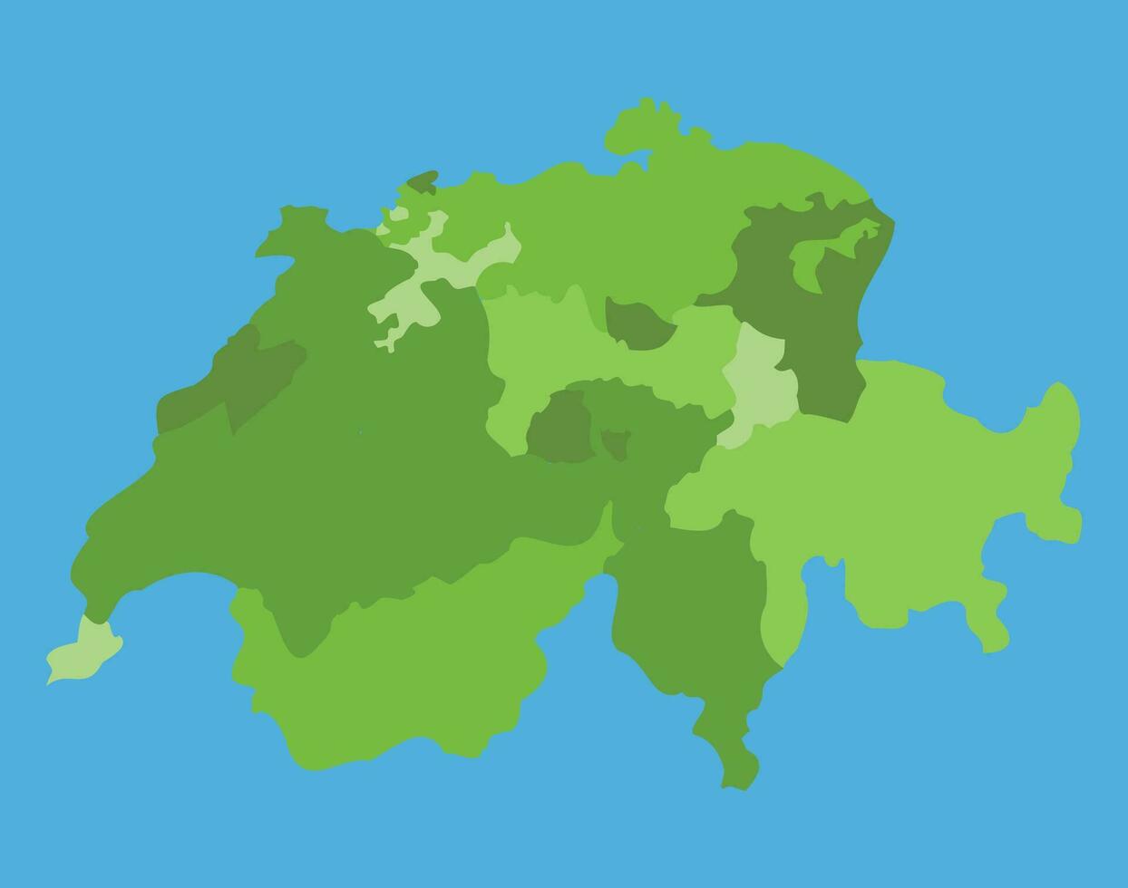 Switzerland vector map in greenscale with regions