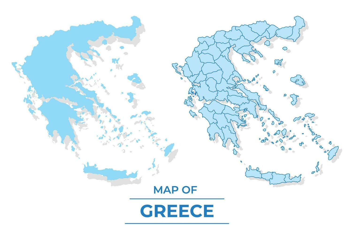 Vector Greece map set simple flat and outline style illustration