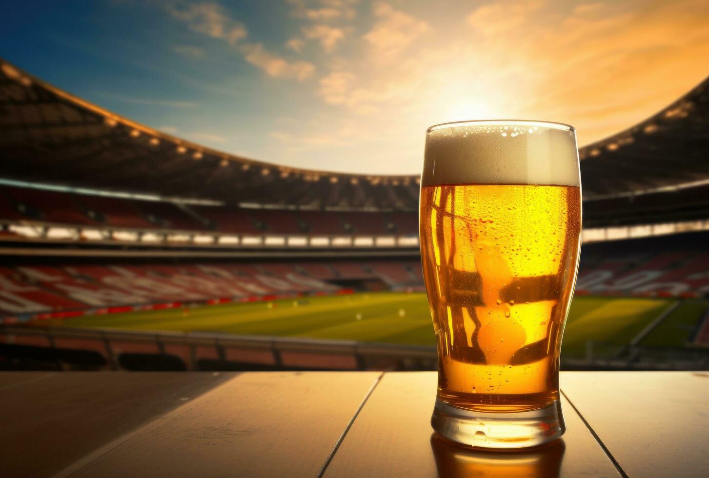 AI generated a glass of beer is pictured with an arena photo