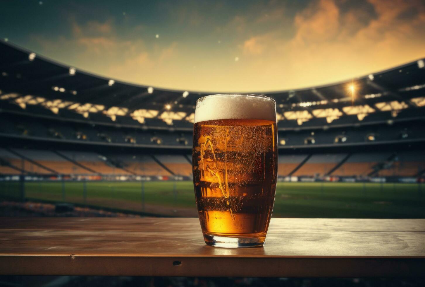 AI generated a glass of beer is pictured with an arena photo