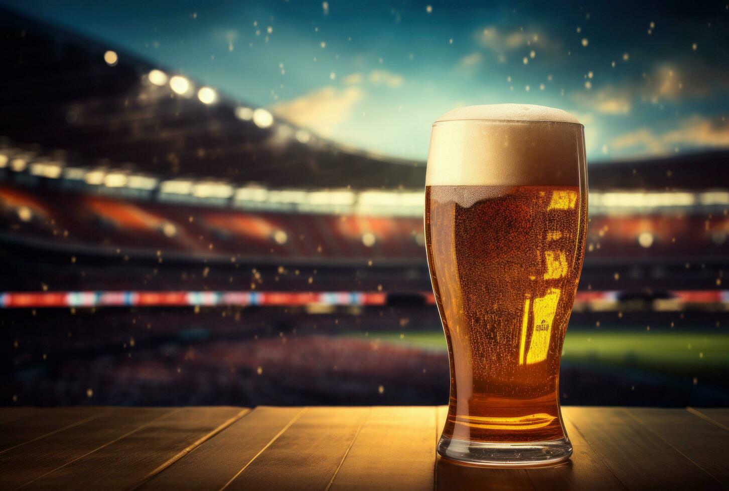 AI generated a glass of beer is pictured with an arena photo