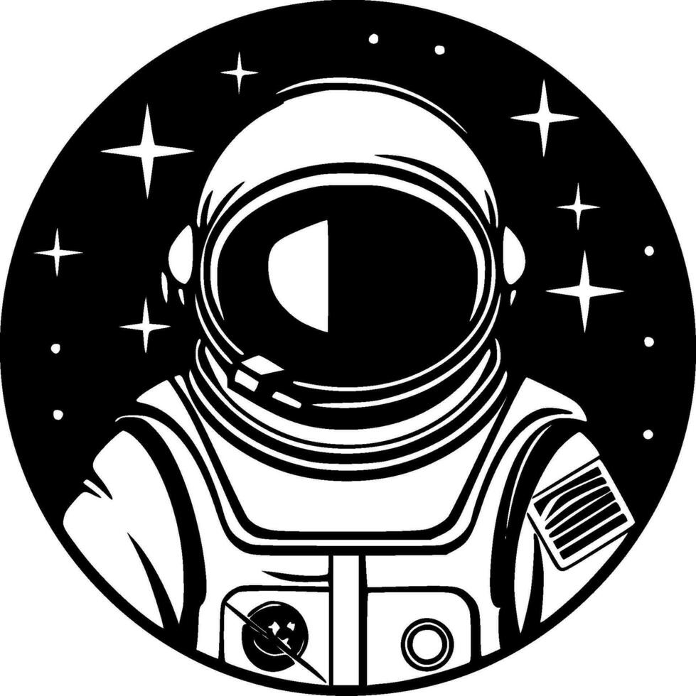 astronauta, negro y blanco vector ilustración