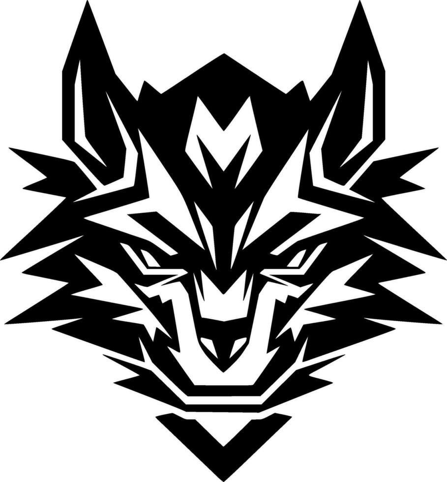 lobo - negro y blanco aislado icono - vector ilustración