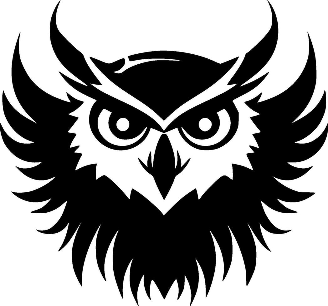 Owl - Black and White Isolated Icon - Vector illustration