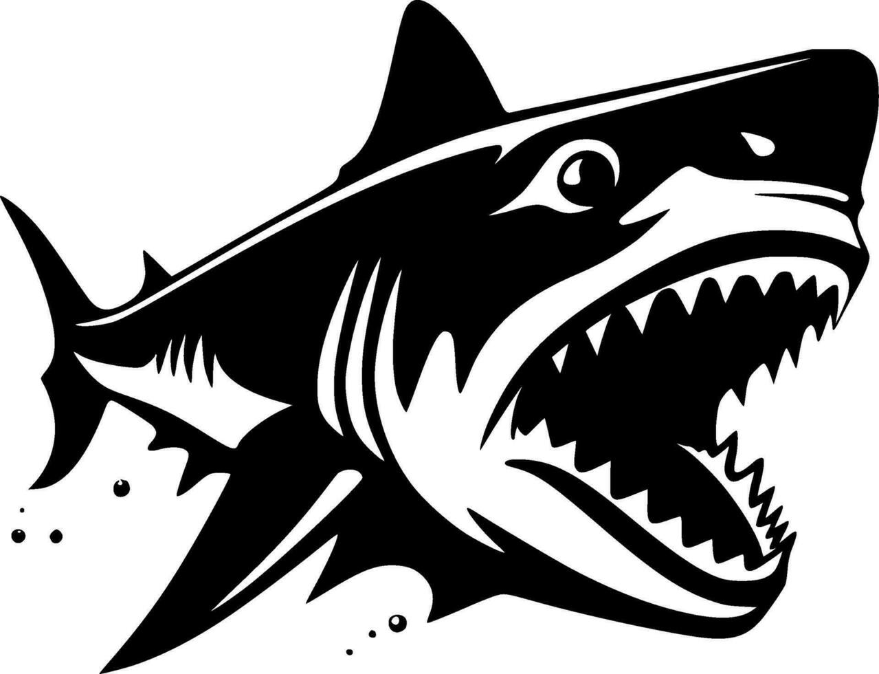 Shark - Black and White Isolated Icon - Vector illustration