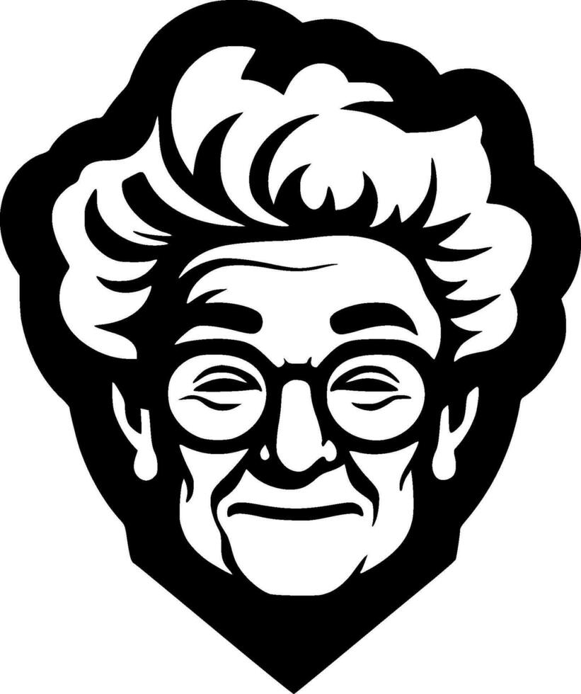 Grandma, Black and White Vector illustration