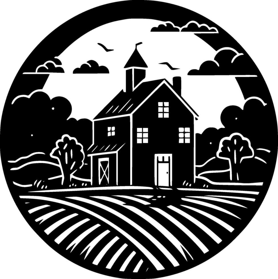 casa de Campo - negro y blanco aislado icono - vector ilustración