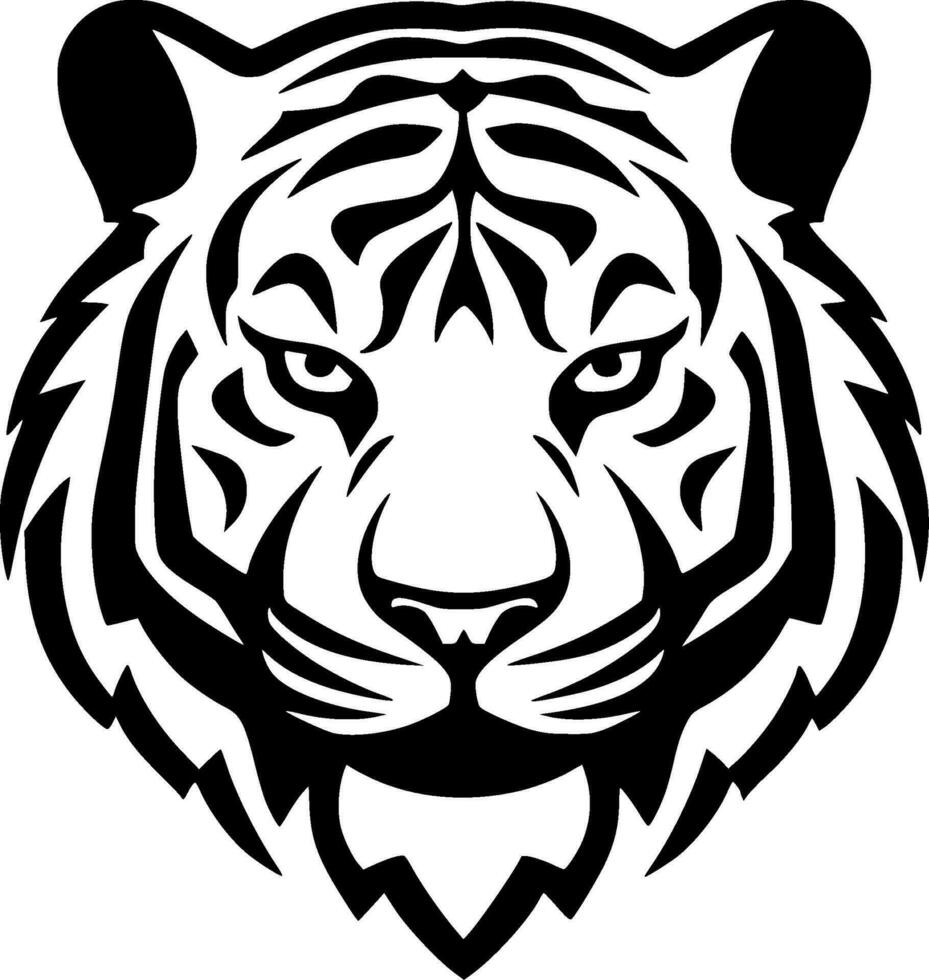 Tiger - Black and White Isolated Icon - Vector illustration