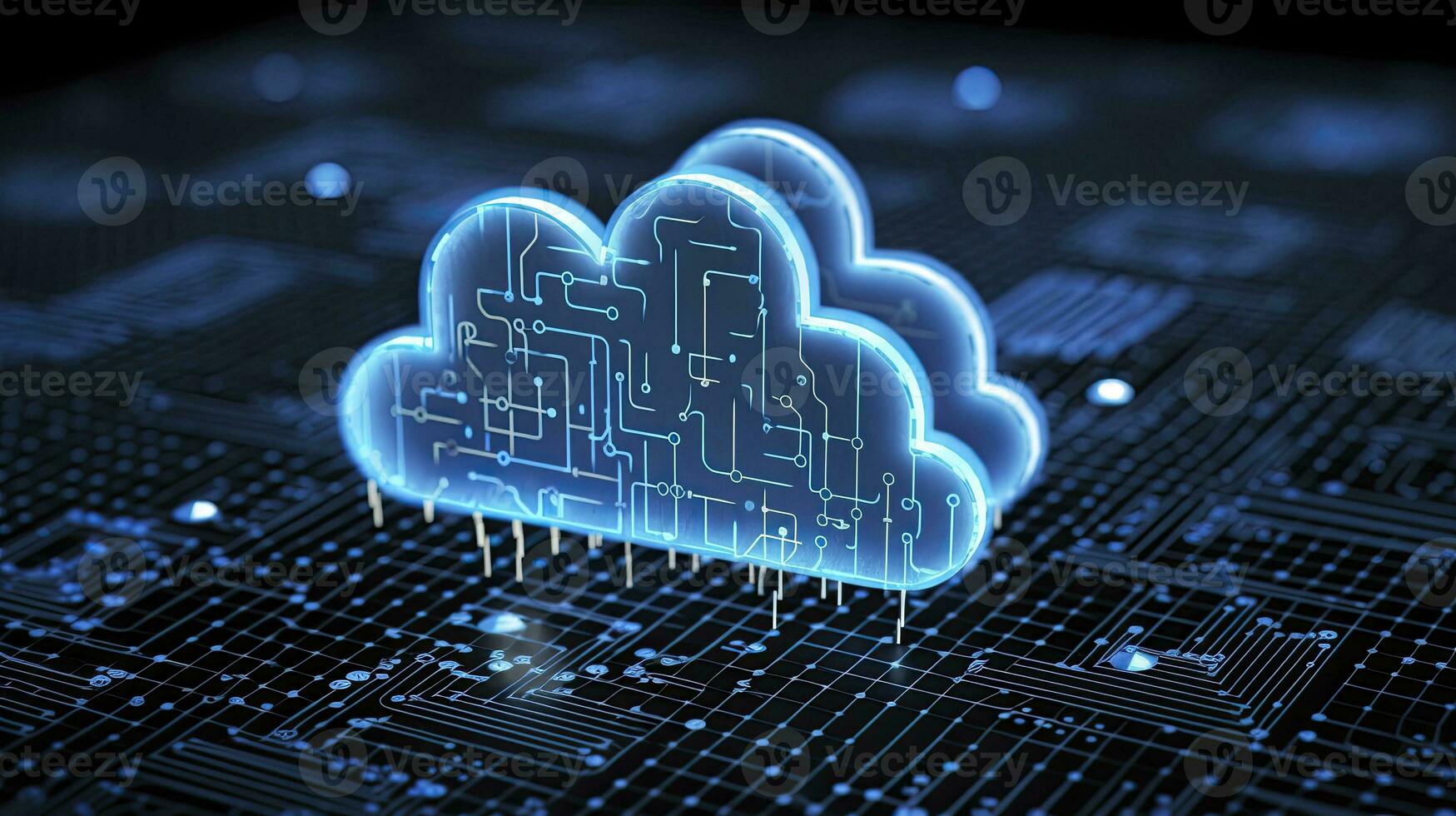 AI generated Abstract cloud computing technology concept. Generative AI. photo