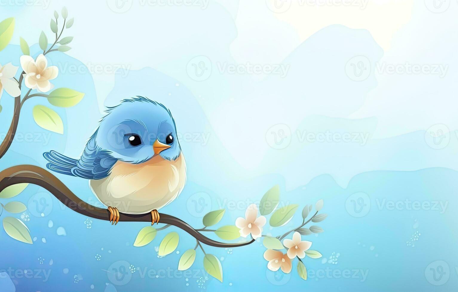 AI generated Cute little bird with a  nature background.  AI Generated. photo