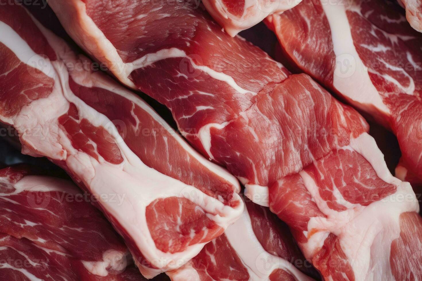 AI generated Macro shot of pork meat. Meat textured background. Beef steak is raw and juicy. AI Generated photo