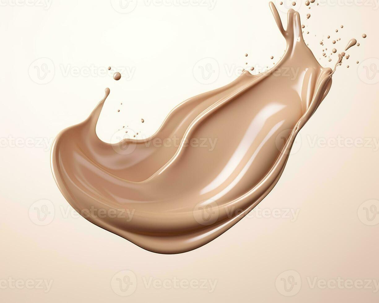 AI generated Liquid foundation splash element, fluid cosmetic cream 3d rendering. AI Generated photo