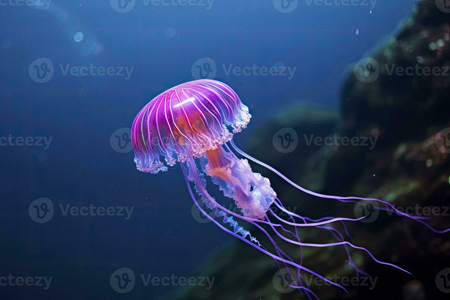 AI generated Mauve stinger purple jellyfish. AI Generated. photo