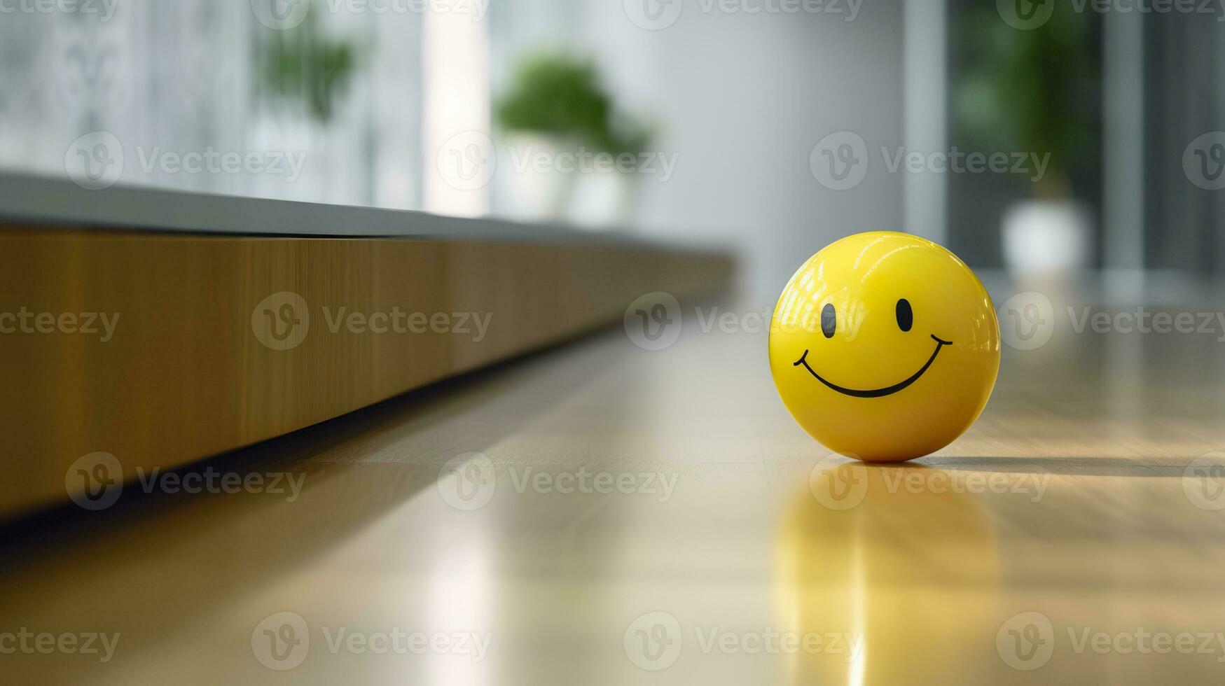 AI generated A Yellow Smiling Ball Can Promote a Positive Work Environment. Generative AI photo