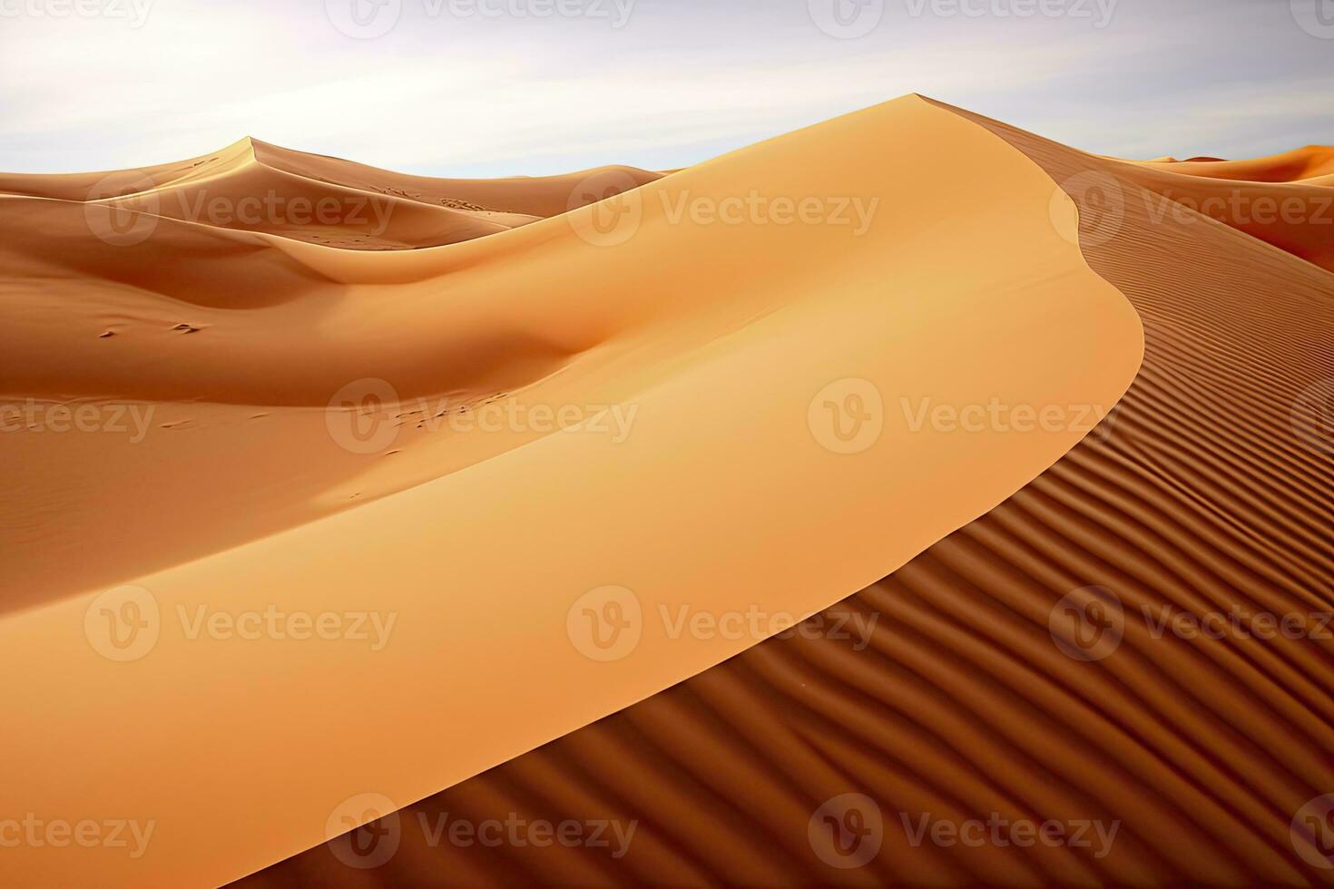 AI generated Rolling orange sand dunes and sand ripples.AI Generated. photo