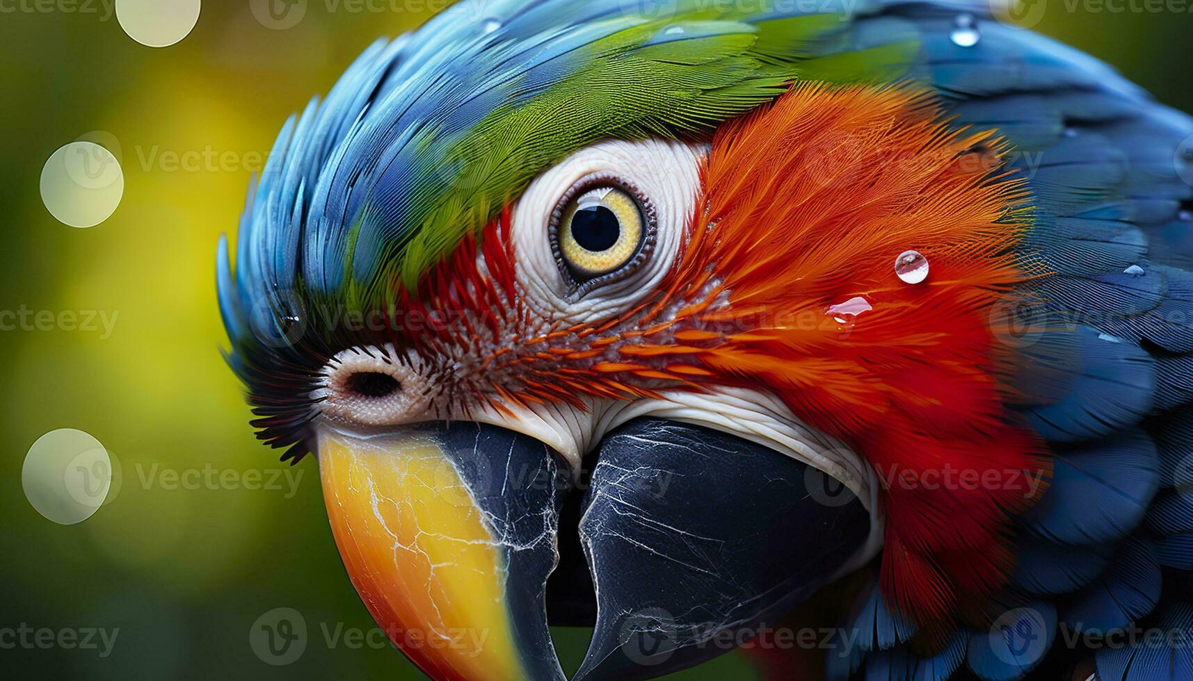AI generated Tropical macaw perched, vibrant feathers in focus. Generative AI photo
