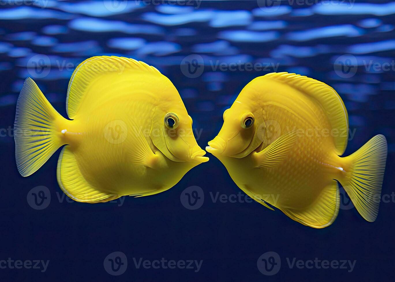 AI generated Two yellow tangs, face to face.  AI Generated. photo