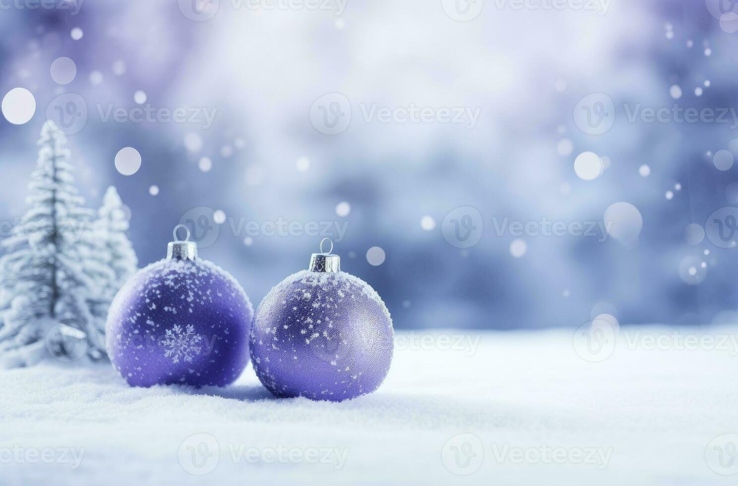 AI generated Christmas decorations ball on snow background. AI Generated photo