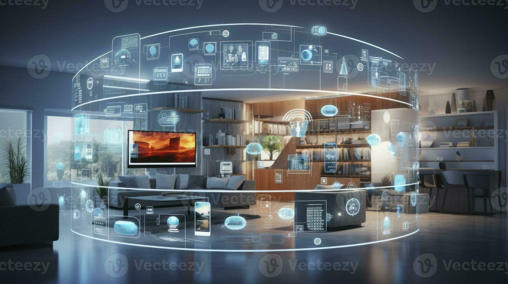 AI generated A Glimpse into the Connected Smart Home of Tomorrow. AI Generated photo