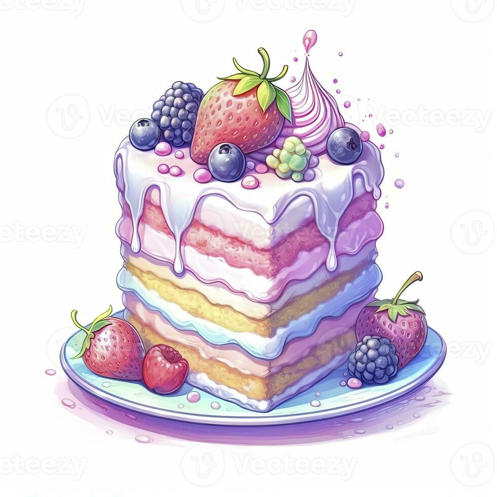 AI generated Set of Cake piece illustration on white background. AI Generated photo