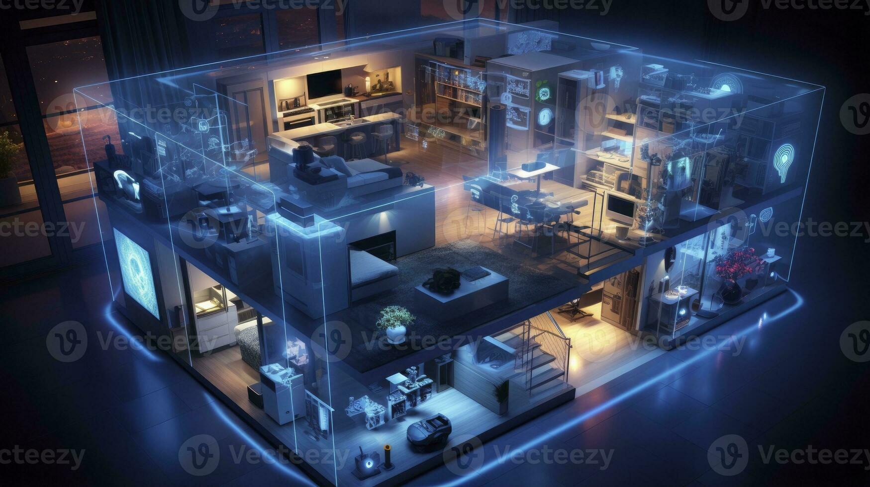 AI generated A Glimpse into the Connected Smart Home of Tomorrow. AI Generated photo