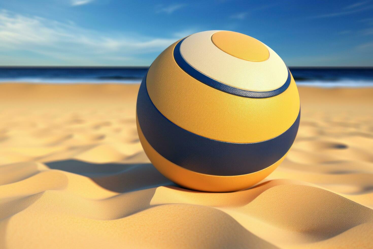 AI generated a volleyball ball lay at the base of sand on a beach photo