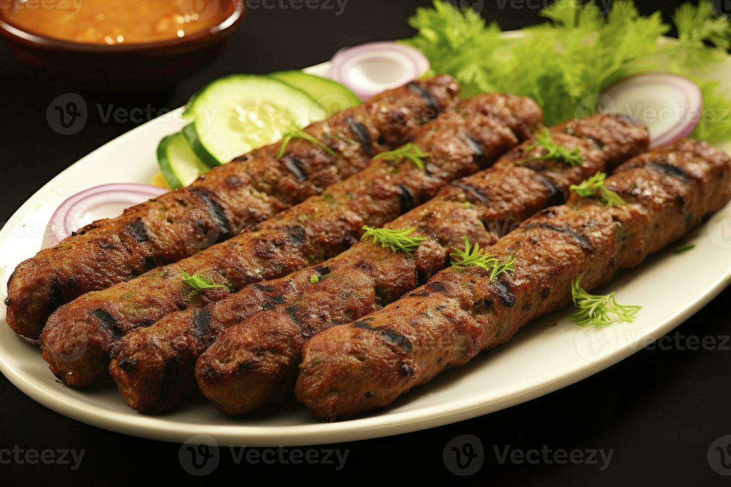 AI generated Tasty seekh kabab.  AI Generated. photo