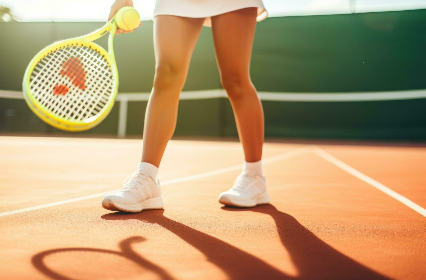 AI generated a woman is preparing to hit a tennis ball on a court photo