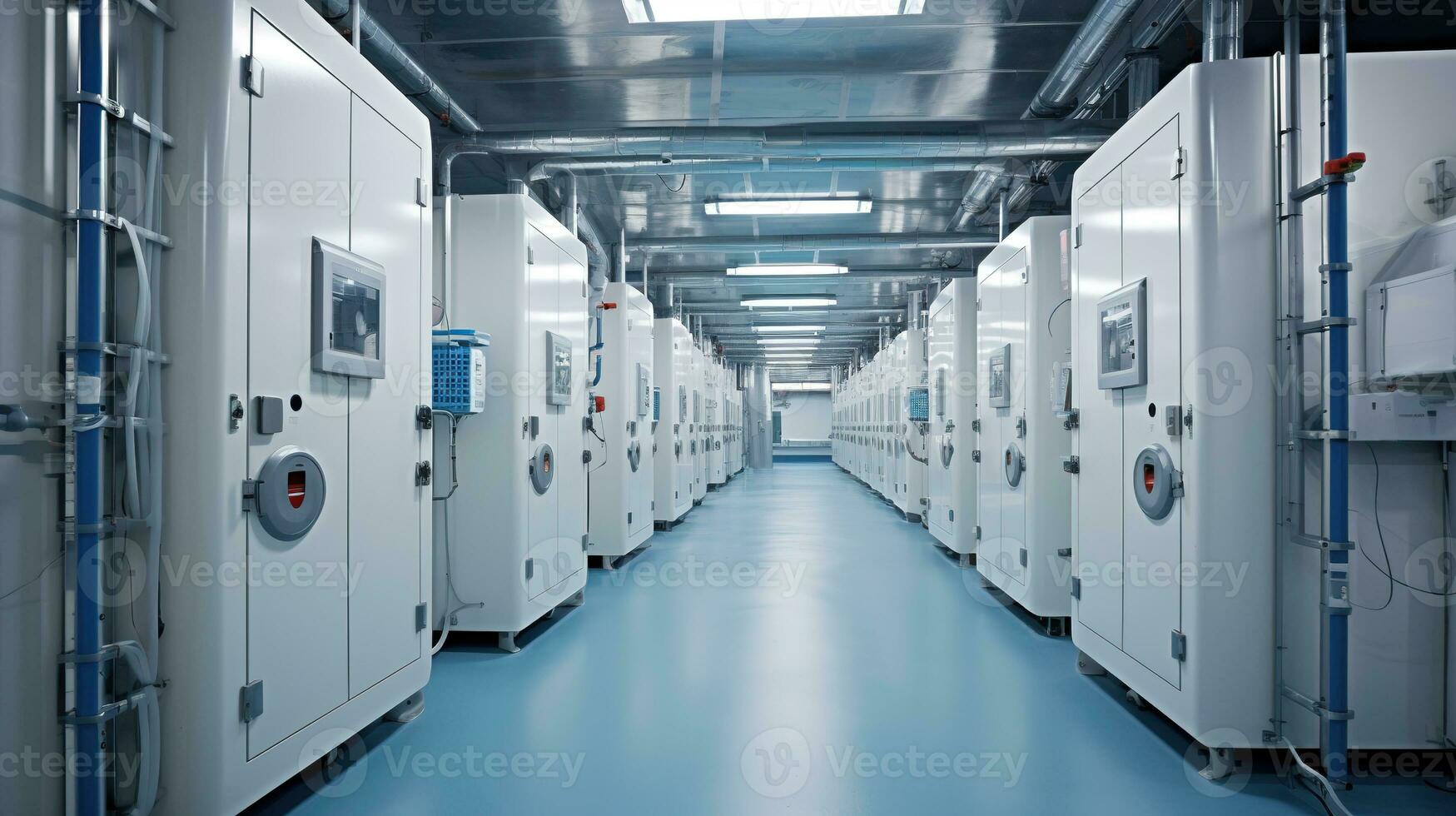 AI generated Generative AI, Temperature-controlled refrigerated storage, cold warehouse, commercial refrigeration equipment photo