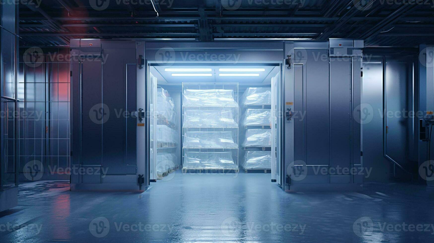 AI generated Generative AI, Temperature-controlled refrigerated storage, cold warehouse, commercial refrigeration equipment photo