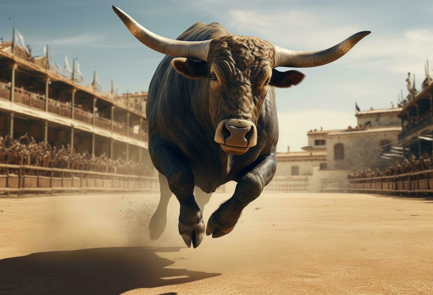 AI generated bull at bullfight in mallorca photo