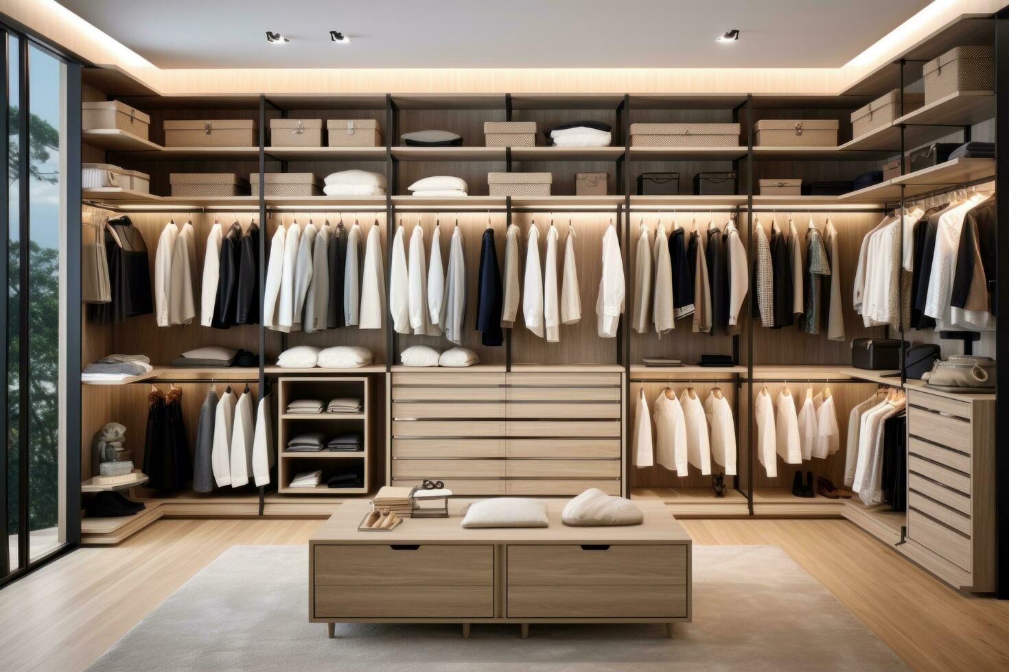 AI generated clean, wellorganized, and tidy closet photo