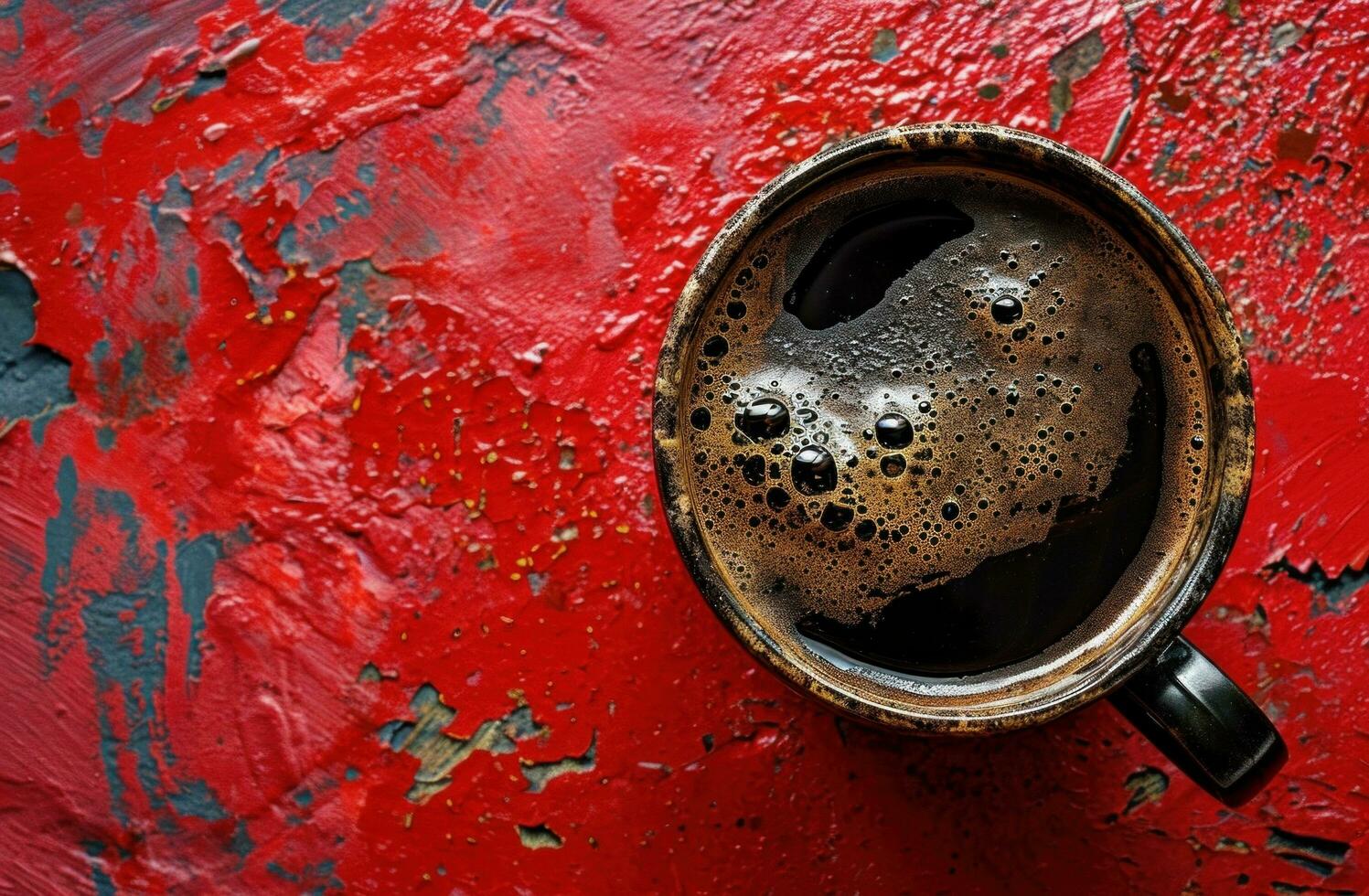 AI generated a cup of coffee is placed on a red background photo