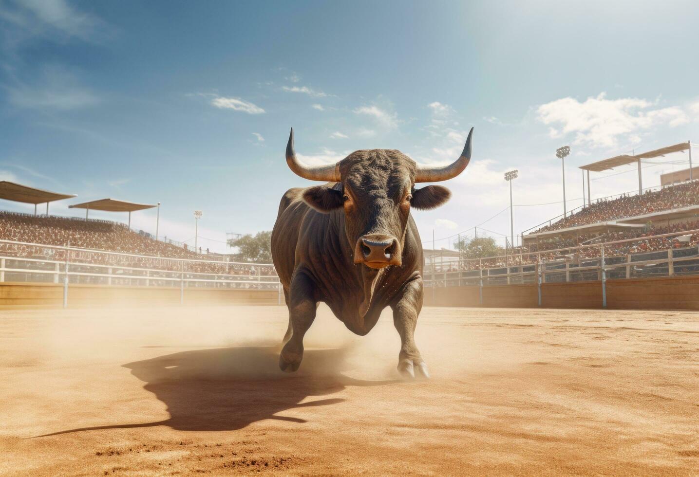 ai generado toro a corrida en mallorca foto