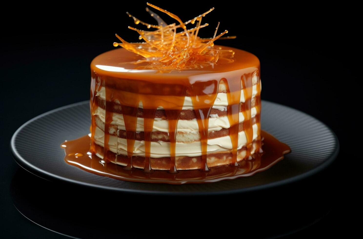 AI generated caramel caramel cake, impressive panoramas, exquisite craftsmanship photo