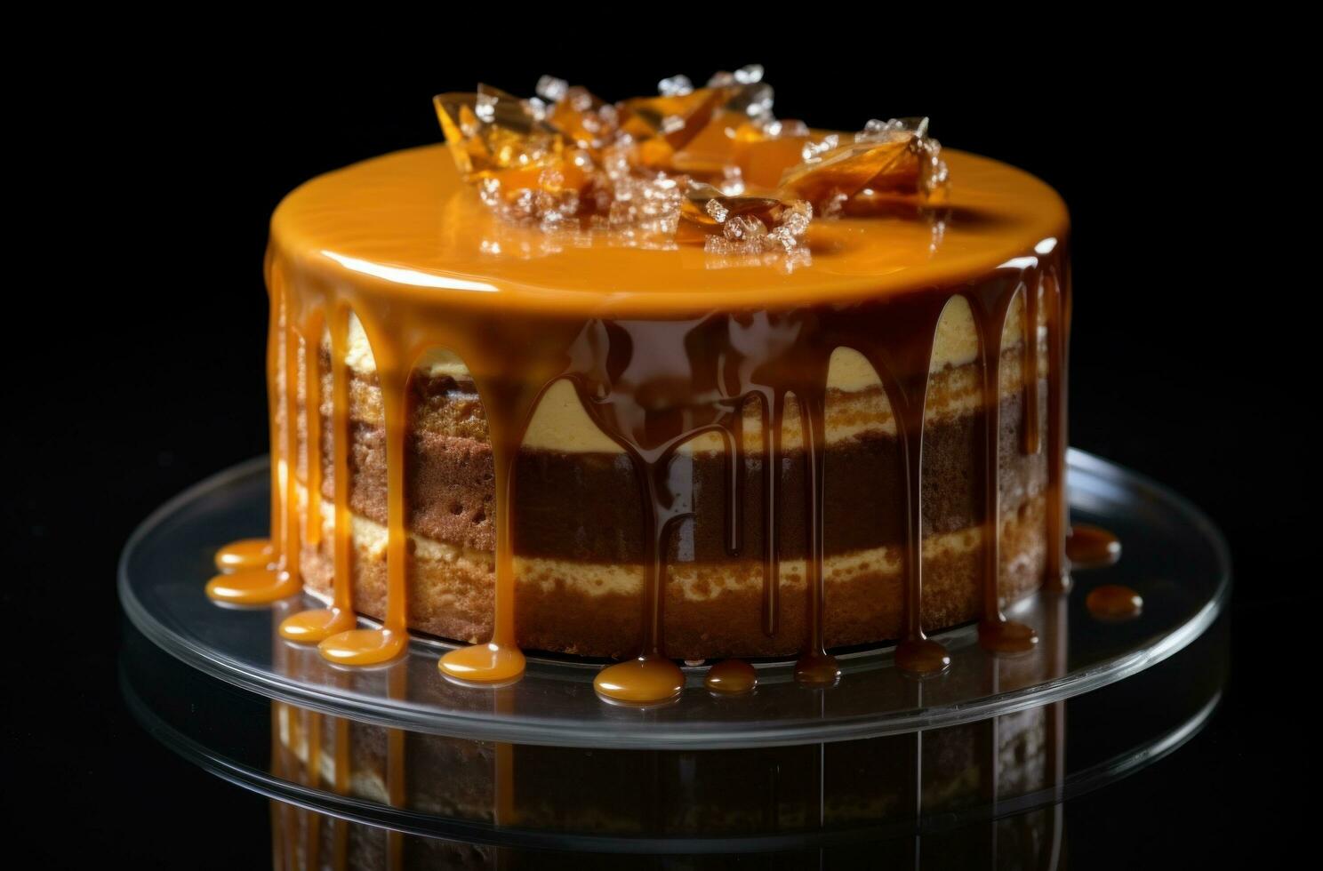 AI generated caramel caramel cake, impressive panoramas, exquisite craftsmanship photo