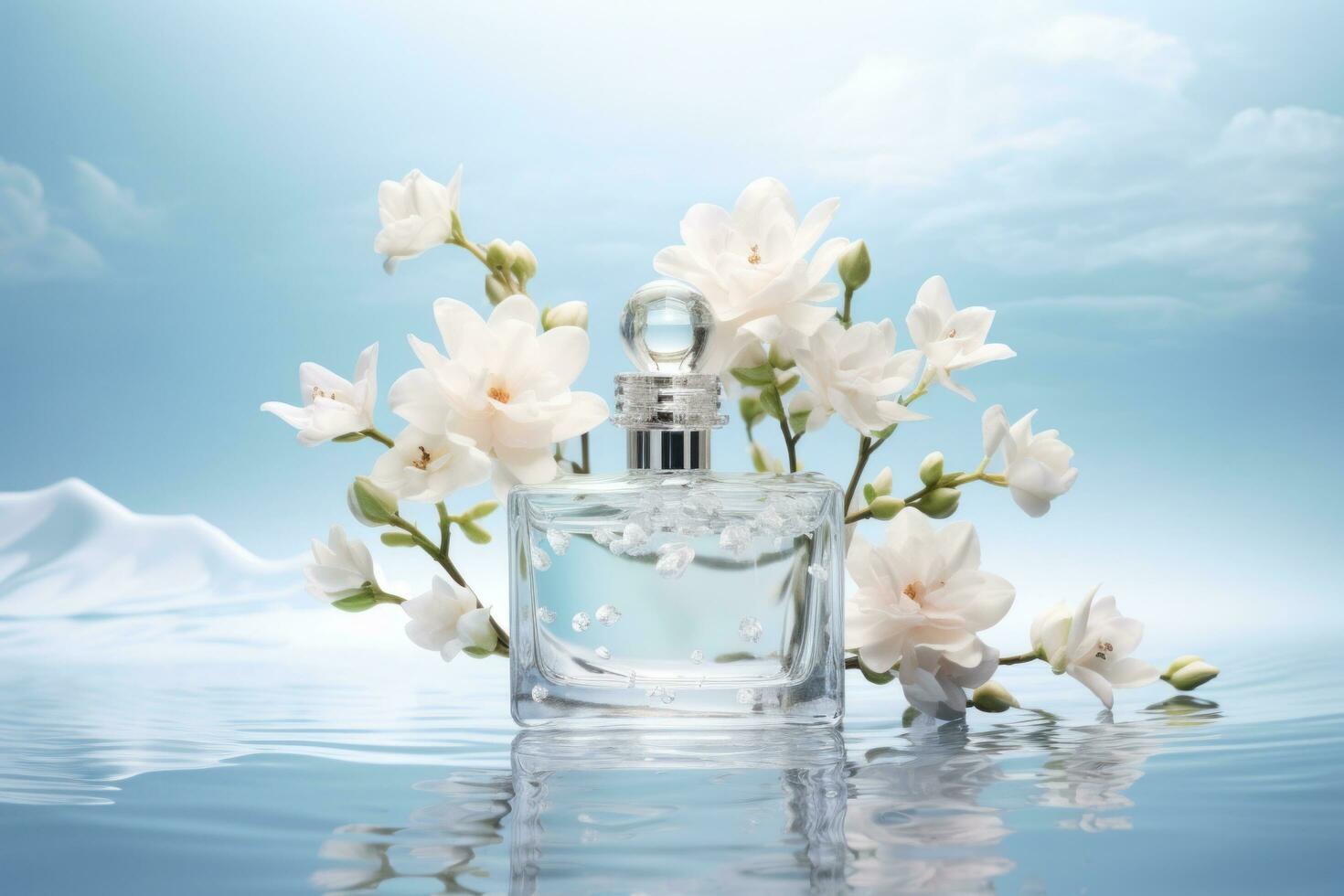 AI generated jasmine perfume flower arrangement photo