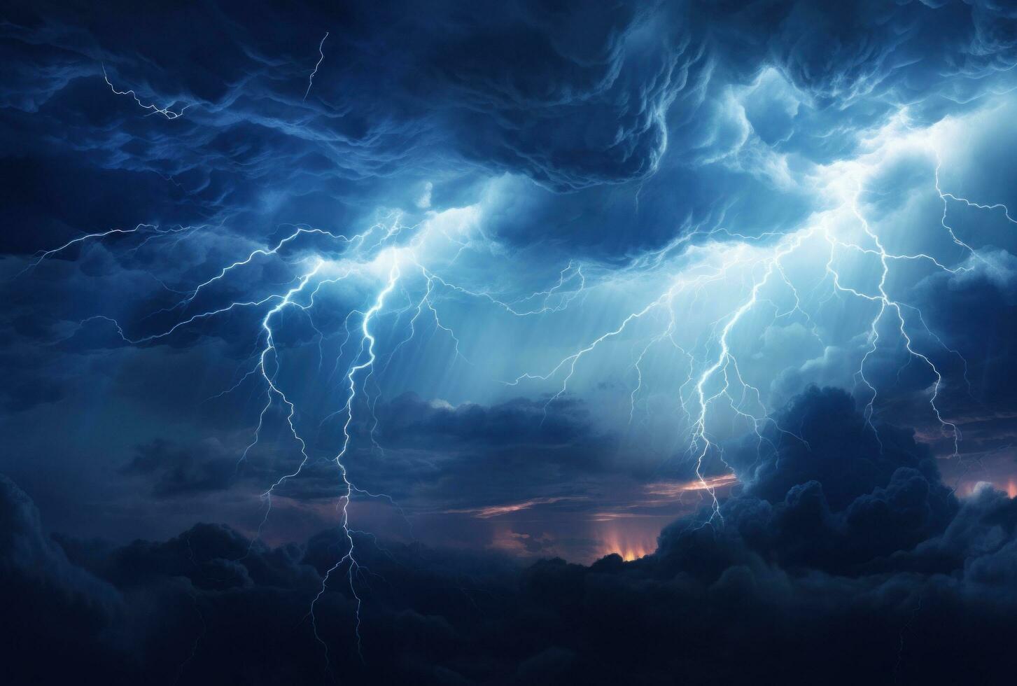 AI generated clouds and lightning on dark background photo