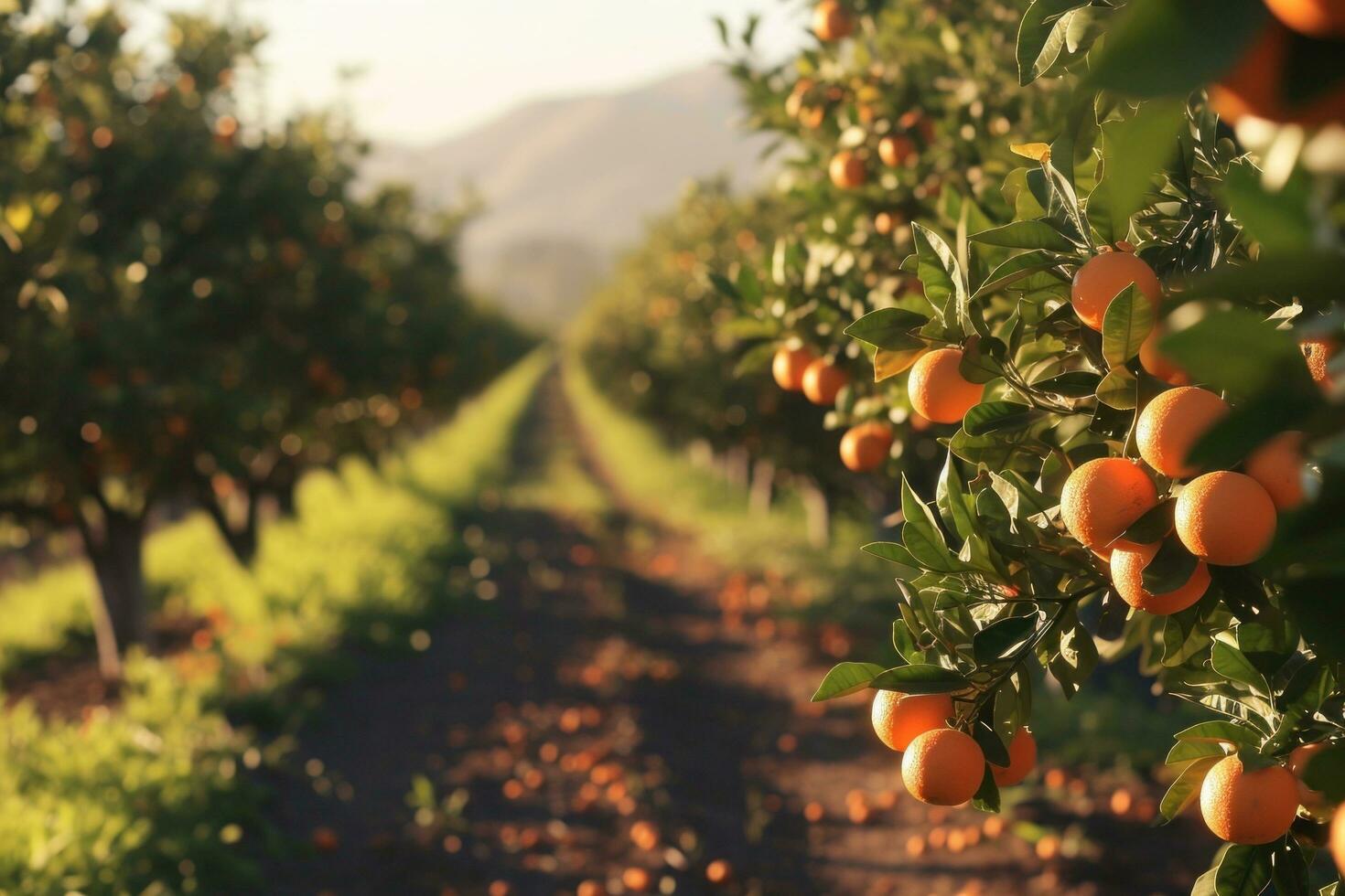 ai generado naranja granja en California foto